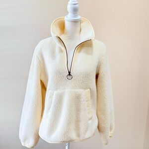 Madewell Fleece Pullover Sweatshirt Sz Medium Cream